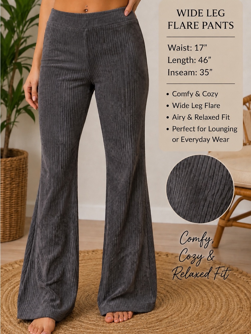 Pants flare wide leg